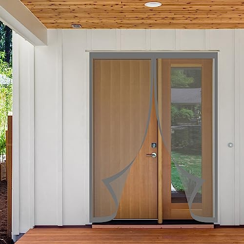 Magnet Fliegengitter Anti Mücken Vorhang 260x225cm Einfache Installation Ohne Bohren Türgitter Netz für Balkon Terrasse Schiebetüren Grau