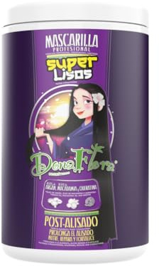 Dona Flora - Masque Capillaire Super Lisos - 1000ml - Lissage, Nutrition et Anti-Frisottis - Enrichi en Argan, Macadamia et Kératine