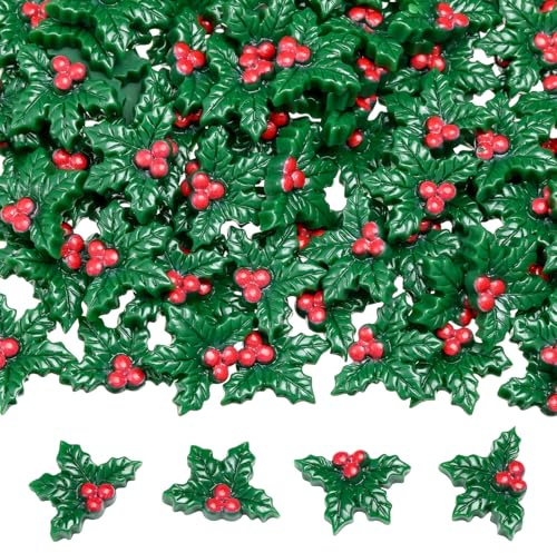 VioraWhite 50 Pcs Mini Resin Holly Berries Christmas Ornaments