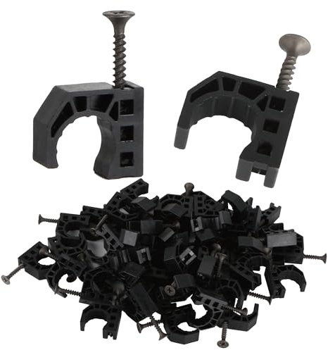 Lbraxyi 50 Pack 1/2 Half Clamps J-Hook with Screws, PEX Clips J-Clamp for Tubing Pipe Support Fastener, Tube Talons for PEX, Copper, CTS CPVC Tubing Connections, Black
