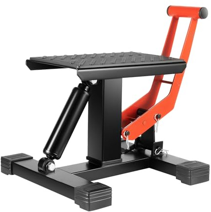 Ponte sollevatore idraulico professionale per moto, fino a 400 kg, robusto supporto per moto, con blocco di sicurezza e regolazione in altezza di 25 – 40 cm, per enduro, garage e officina