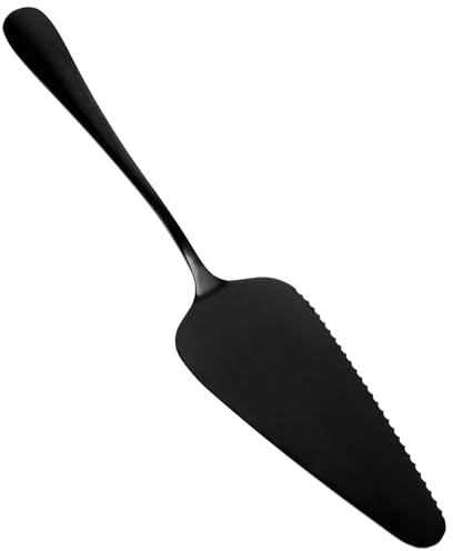 OSOLADY Paletta per Torte in Acciaio Inox Finitura a Specchio Colore Nero Lama Seghettata Utensile per Dolci e Pizza Adatta a Panetteria e Cucina Domestica
