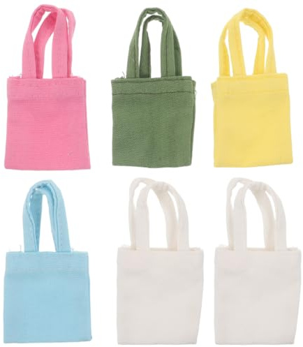 Abaodam 6Pcs 1:6 Scale Miniature Canvas Tote Bags for 12-Inch Dolls | Handmade Mini Dollhouse Shopping Bags Accessories for DIY Craft Scene Decorations Photo Props and Collectibles