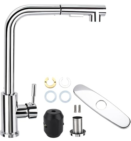 YUTUY Robinet Cuisine Douchette,Robinet de Cuisine Pivotant à 360°,Mitigeur Robinet d'evier de Cuisine,Robinets Evier de Cuisines avec Douchette Extractible 2 Modes de Pulvérisation,Acier Inoxydable