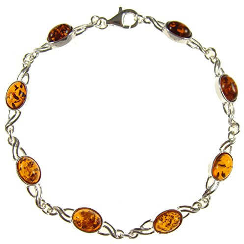 Pulsera de plata de ley 925 con ambar del Baltico joyeria
