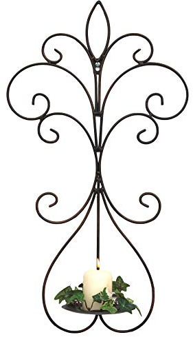 DanDiBo Wandkerzenhalter Metall Antik Schwarz 12107 Kerzenhalter Wand 58cm Schmiedeeisen Kerzenleuchter Einzel