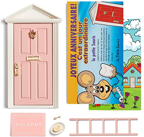 LA PUERTA MÁGICA Puerta Ratoncito Pérez CERTIFICADA Ratoncito Pérez Que se Abre con 6 Accesorios + Postal Felicitación [ Versión Francesa ] Regalo Niña Niño 5 6 7 8 años