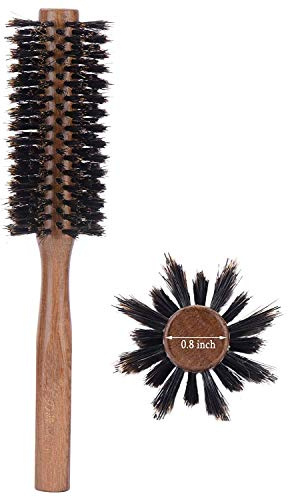 Rundbürste mit Wildschweinborsten, 50mm, 100% Natürlich, Haarbürste für Damen und Herren, Haarbürsten zum Föhnen, kurzes und mittellanges Haar, Holzgriff, dünne, lockige, normale Haare