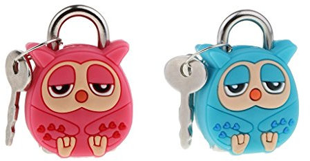 2 Set Bella Rosa & Verde Gufo Blocco di Sicurezza Kawaii Animali Cartoon Lock Novità Lucchetto con Chiavi per Zaini & Armadietti Porte e