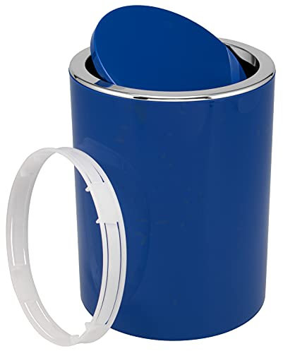 bremermann Linea da Bagno Savona - Cestino Spazzatura per Cosmetici con Coperchio oscillante, Spazzatura per Il Bagno, plastica, 5,5 Litri (Blu Scuro)