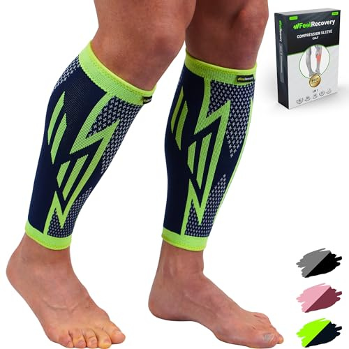 2 Stück Kompression Wadenbandage für Herren & Damen - Wadenstrümpfe für Muskelfaserriss, Läufer, Schienbeinkantensyndrom & Krämpfe - Kompressionsstrümpfe Sport - Atmungsaktiv & Rutschfest