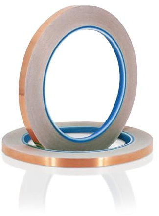 Lawen Creative 2 Rotoli 6mmx20M Nastro Conduttivo in Pellicola di Rame, Resistente Alle Alte Temperature, Schermata, Dissipazione del Calore, Pellicola Autoadesiva in Rame