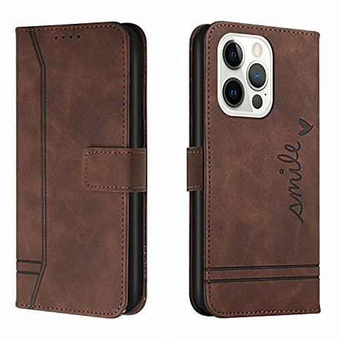 Trugox Handyhülle für Apple iPhone 13 Pro Hülle Klappbar Klapphülle mit Kartenfach Handytasche Handy Schutzhülle Tasche Leder Wallet Flip Case Slim Book Cover - Braun