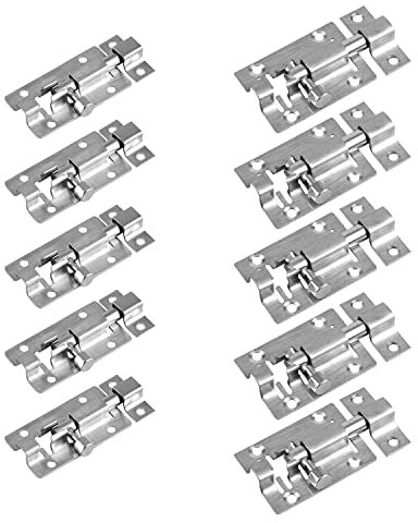 10 Stück Sicherheitstürriegel aus Edelstahl mit 10 Sätze Schrauben, Türriegel Riegel Schiebeschloss Schubriegel Verriegelung für alle Innentüren