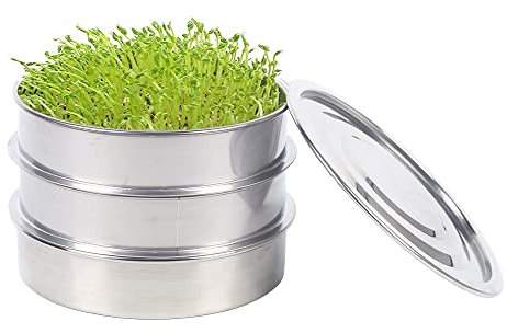 RibasuBB Edelstahl Sprossenbox, 3PCS Keimbox Keimen Keimschale Keimgerät Ersatzschalen Sprossen Samen Schale