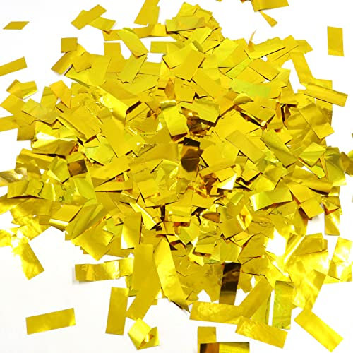 Modixun 250Grams Rectangle Gold Metallic Confetti, Large Glitter Throwing Metallic Foil Confetti, Table Scatter Confetti Decorations for Wedding, Graduation Party, Birthday, Gold