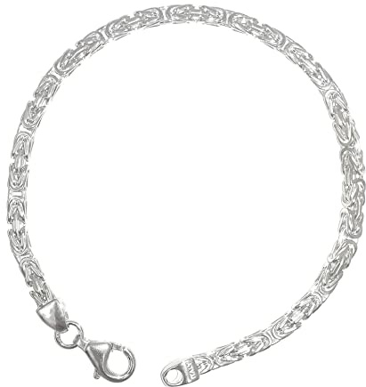 Original italiensk byzantiner kungligt armband 925 silver 3 mm brett längd valbar silverarmband armband kvinnor män smycken från fabriken tendenze Italien, 18 centimeters, Silver