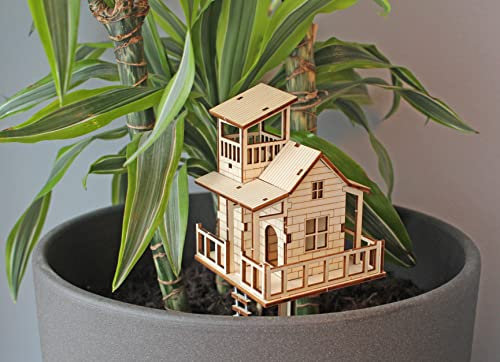 Winkee - Do it yourself Mini cabane d'arbre en pot de fleurs - La cabane d'arbre à construire soi-même I Décoration florale idéale I Maison d'intérieur pour pot de fleurs I Montage en 5 minutes