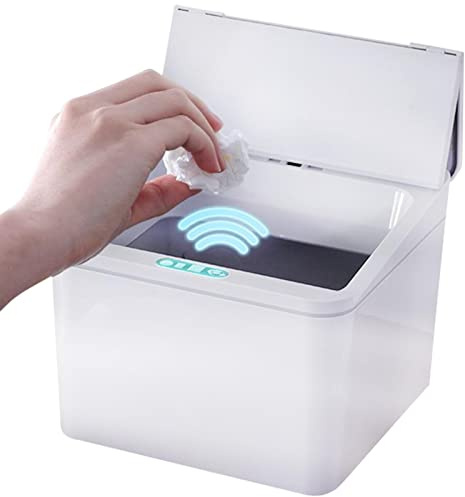 FASSME Poubelle Intelligente, Poubelles 4L pour la Cuisine, comptoir sans Petite Poubelle Automatique pour Bureau/Table Chevet/Bar à café/vanité Salle Bain