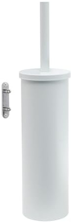 Kiamami Valentina Portascopino WC Da Parete Ginestra Bianco Opaco Acciaio | Finitura bianco opaco, acciaio inox, fissaggio a muro con viti, 9x10x37,7 cm, ciuffo in setole incluso