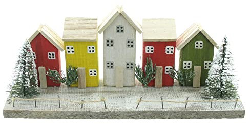 Dekohäuder, Skyline, Winter, Holz, Metall, Kunststoff Maße: 35 x 9 x 14 cm FRANK FLECHTWAREN, tolle Fensterbank oder Mitteltischdeko