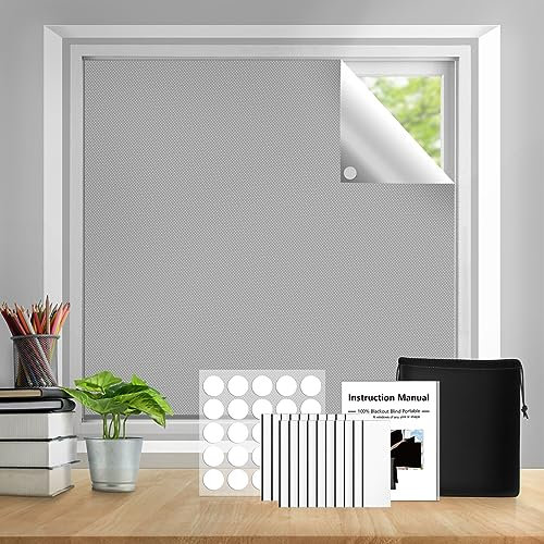 Teamkio Verdunklungsrollo Ohne Bohren, 300X145CM Dachfenster Verdunkelung,Fenster Verdunkelung für Urlaub Innen Dachschräge Fenster(Silver)