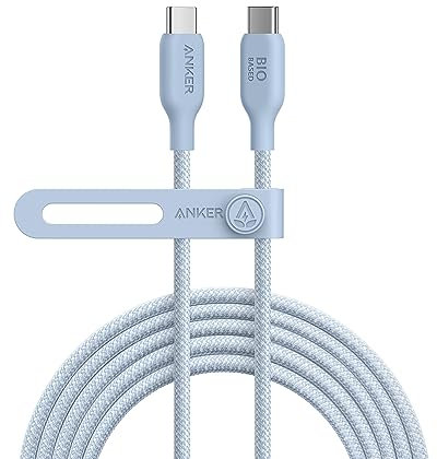 Anker 543 USB C to USB C Cable (240W, 10ft), USB 2.0 Bio-Nylon Charging Cable for MacBook Pro, iPhone 17/16/15, iPad Pro, Samsung Galaxy,and More (Misty Blue)