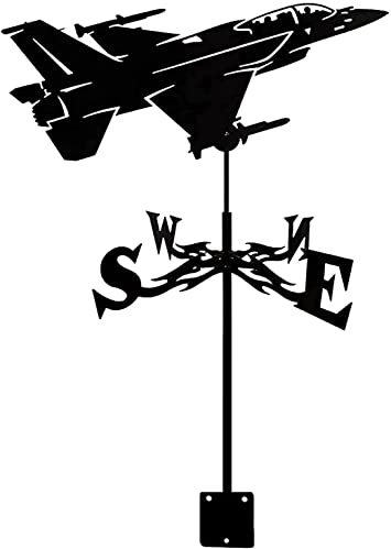 EICOFF Girouette d'avion de Chasse Girouette de Ferme Durable Maison de Campagne Girouette en métal avec revêtement antirouille Indicateur de Direction du Vent pour Ornement de pelouse de Jardin