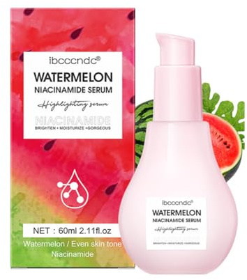 Watermelon Glow Niacinamide Dew Drops Highlighting Serum, Glow Recipe Watermelon Hydrating Serum With Hyaluronic Acid, Brighten, Moisturizing, Lightweight Facial Serum & Priming Liquid Highlighter
