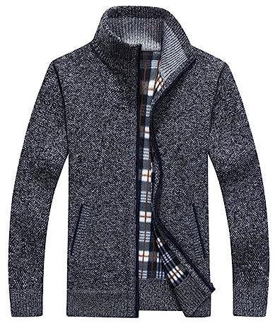 Janker Herren Tracht Herbst Ohne Kapuze Modern Leicht Trachtenjacke Strickjacke Outdoor Strick 3XL Lang Cardigan Pullover mit Reißverschluss Langarm Wintermantel Sweatjacke