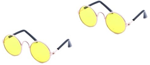 FRCOLOR 2stücke Kleine Haustier-Sonnenbrille Für Hunde Und Katzen Verstellbare Bequeme Brille Mit Gelben Gläsern Für Fotos Und Outdoor-aktivitäten Modisches Accessoire Für Kleine
