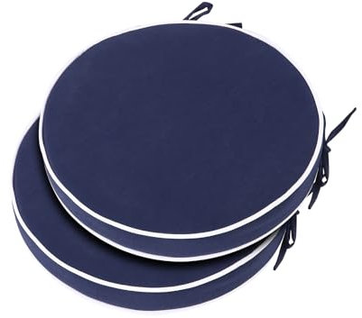 Blytieor Outdoor-Bistrostuhlkissen, wasserdicht, 38,1 cm, runde Sitzkissen mit Bändern für Terrasse, Deck, Möbel, 2 Stück