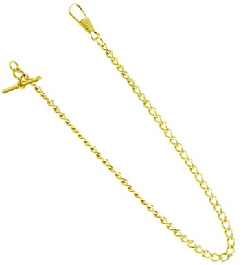 SHERCHPRY Taschenuhrkette 65cm aus Metall, Vintage Stil für Damen Herren | T-stegschnalle, Goldfarbene Oberfläche, für Formelle Kleidung und Selbstgemacht, Passend für Schlüssel und Uhr