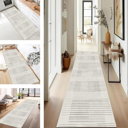 SUCERU Teppich Läufer Küchenteppich Flur Läufer Waschbar Küchenläufer 50X180CM Grau rutschfest Outdoor Teppich Für Badezimmer Wohnzimmer Schlafzimmer Kinderzimmer Flur Läufer