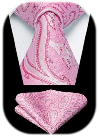 HISDERN Herren Paisley Krawatte Formale LäSsig Floral Krawatten Einstecktuch Hochzeit Partei Beerdigung Krawatte Sets FüR Herren