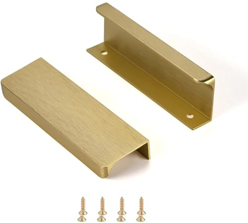 Ndjiloik 10 Stück Versteckter Türgriff Schrankgriffe Möbelgriffe Moderne Küchengriffe Aluminium für Kleiderschrank Tür Schubladen,Golden,Gesamtlänge 120MM