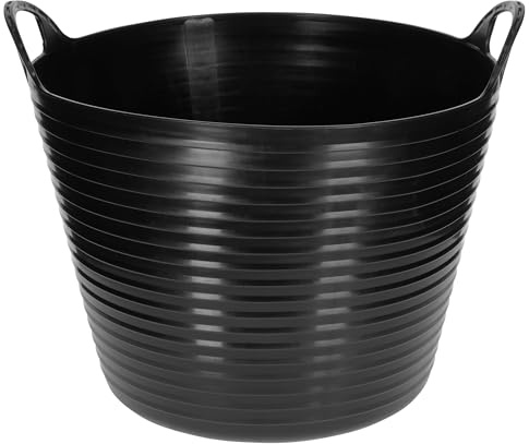 Kerbl Flexibler Trog FlexBag | 28 Liter, Schwarz, robuster Kunststoffkorb als Futter-, Transport- und Putzzeugeimer für Stall, Hof und unterwegs