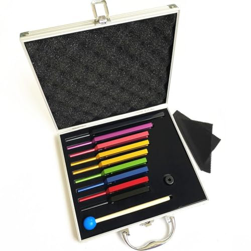 Stimmgabel-Set für Vibrationstherapie – 9-teiliges Aluminium mit Schlägel und Box für Klangtherapie, DNA-Heilung, Resonanzdruckentspannung
