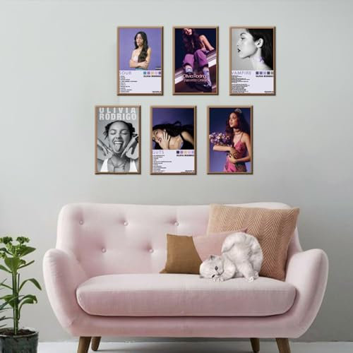 TYXHXTF Poster Set mit 6 Album Cover Olivia, Leinwand Wandkunst, Ästhetische Leinwand, Musik Poster, für Teenager Schlafzimmer Raumdekoration Ungerahmt