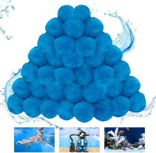 linyingdian Pool Filterbälle, 1500g Filterkugel statt 53kg Filtersandtank, geeignet für Poolfilter, Poolfilterausrüstung, Aquarium und Poolzubehör (Blau 1500g)