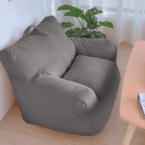 JNTFNE Funda de algodón para puf, sin relleno, sofá individual, puf, puf, silla cómoda, asiento de piso perezoso, muebles de saco de película (color: gris, tamaño: funda vacía)