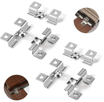 SUPAWAY 100x WPC Fliesen Clips 6,5 mm Dielen Befestigungsclips, Silber