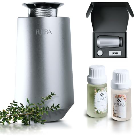 Purra C30 Diffuseur d'Huiles Essentielles - Portable et Rechargeable, Idéal pour Voiture, Bureau ou Chambre et Cadeau, Technologie Avancée, sans Eau et sans Chaleur, Design Élégant