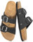 FITORY Sandales Femme Plates avec Semelle en Liège Nuisettes Ajustables à Bout Ouvert Sans Laçage pour Été,Noir,Taille 39