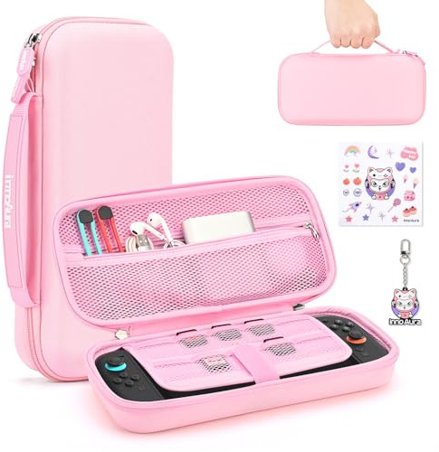 innoAura Housse Switch 2 pour NS Switch 2 Console (2025), Étui Rigide pour Switch 2 avec 12 Cartouches de Jeux, Sac de Hard Switch 2 pour Le Voyage et Le Stockage (Rose)