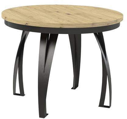 MEBLINI Esstisch Rund Ausziehbar aus Metall - Loft - Esszimmertisch Modern - Küchentisch - Ausziehtisch - Round Dining Table - Esszimmertische - 100-176x77cm - Lunga - Artisan Eiche/Schwarz Matt