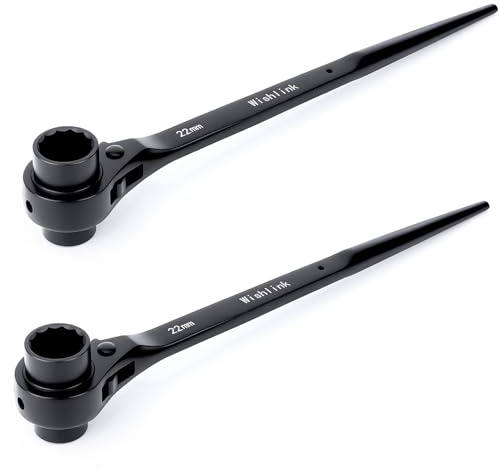 Wishlink 2 Stück Gerüstbauratsche 19/22mm Ratschenschlüssel Gerüstbauknarre