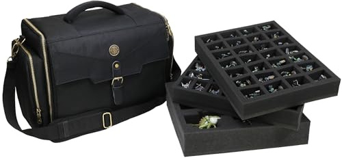 ENHANCE Wide Base Miniature Carrying Case - Mini Figure Storage fits 58 Wide Base Minis & Pick & Pluck for Large Figures - Book Sleeve & 2 Accessory Pockets for Measuring Tape, Dice & More
