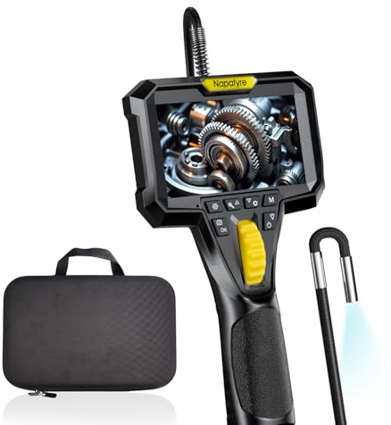 Napatyre Endoskopkamera mit Licht,1080P HD Endoskop mit 6 Einstellbaren LEDs, 4,3 IPS Bildschirm Inspektionskamera, 2600mAh Batterie Rohrkamera, 6,2mm IP67 Wasserdicht Kanalkamera (1 Meter)
