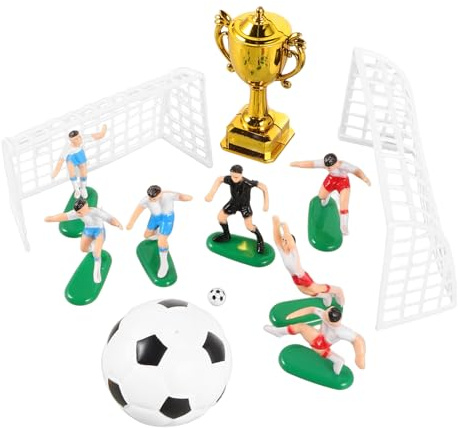1 Satz Fußball Torten Dekorationen für Geburtstagsfeiern Soccer Figuren Goldener Pokal Kunststofffußball Sport Themen und Kuchen Deko